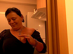 Busty wife strips off her clothes and fingers her drenched cunt for you.