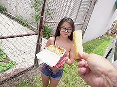 Small boobs Asian chick Lulu Chu picked up to be fucked deep