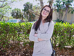 Pretty amateur Piper June with glasses gets fucked in the van