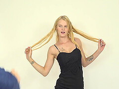 Novice blonde darling shows off in casting