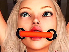 Hot 3d dickgirl fucks a sexy young blonde in restraints in the lab