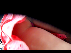 Pink panties under pink skirt