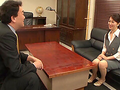 Office sex ends with cum in mouth for a Japanese secretary