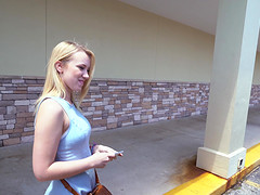 Lucky dude gets his dick sucked by adorable blondie Bailey Brooke
