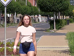 Outdoors fucking with a small tits hottie who loves sticky cum