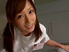 Hot babe Minami Kojima takes a stiff cock in her hairy pussy